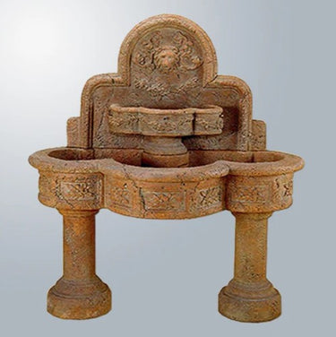 Giannini Garden Ricco Deruta Wall Outdoor Fountain with 2 Pedestals